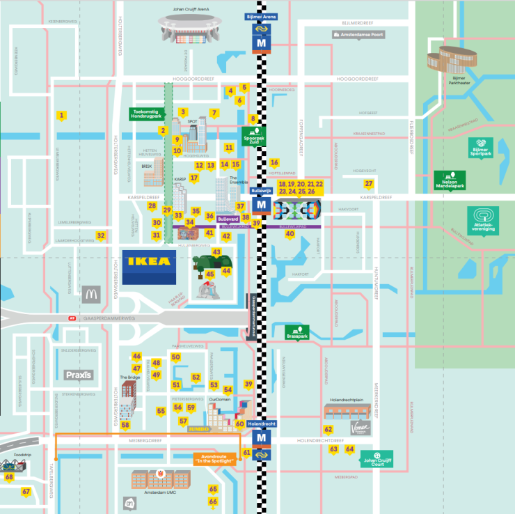 Kaart van Amstel 3, kleine weergave.